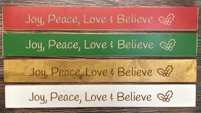 Joy Peace Love Believe – 80cm Rustic Wooden Sign