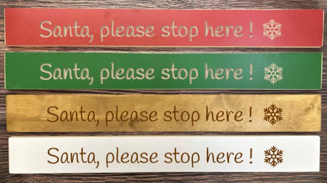 Santa Please Stop Here – 80cm Rustic Wooden Sign