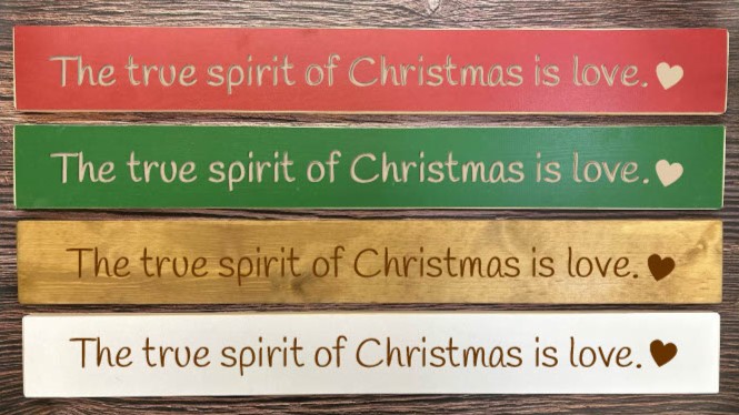 The True Spirit Of Christmas Is Love – 80cm Rustic Wooden Sign