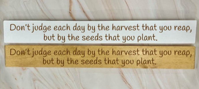 Don’t Judge Each Day By The Harvest That You Reap But By The Seeds That You Plant – 80cm Rustic Wooden Sign